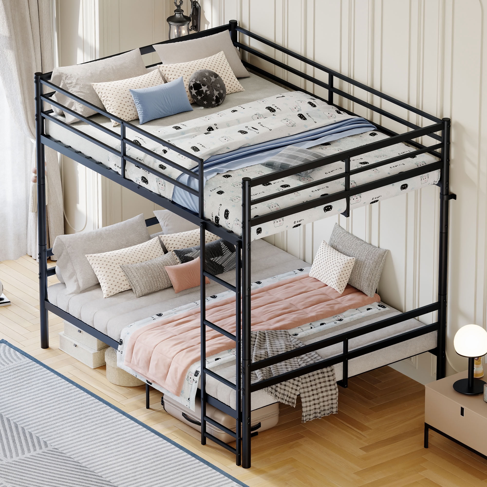 MAYEERTY Full Over Full Metal Bunk Bed for Kids Teens Adults, Heavy Duty 990 lbs Capacity, Separable into Two Full Size Beds, No Box Spring Needed