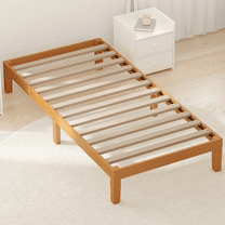 MAYEERTY Full Size Wood Bed Frame, Wooden Platform Bed Frame Mattress Foundation with Support Slats, Natural Pine