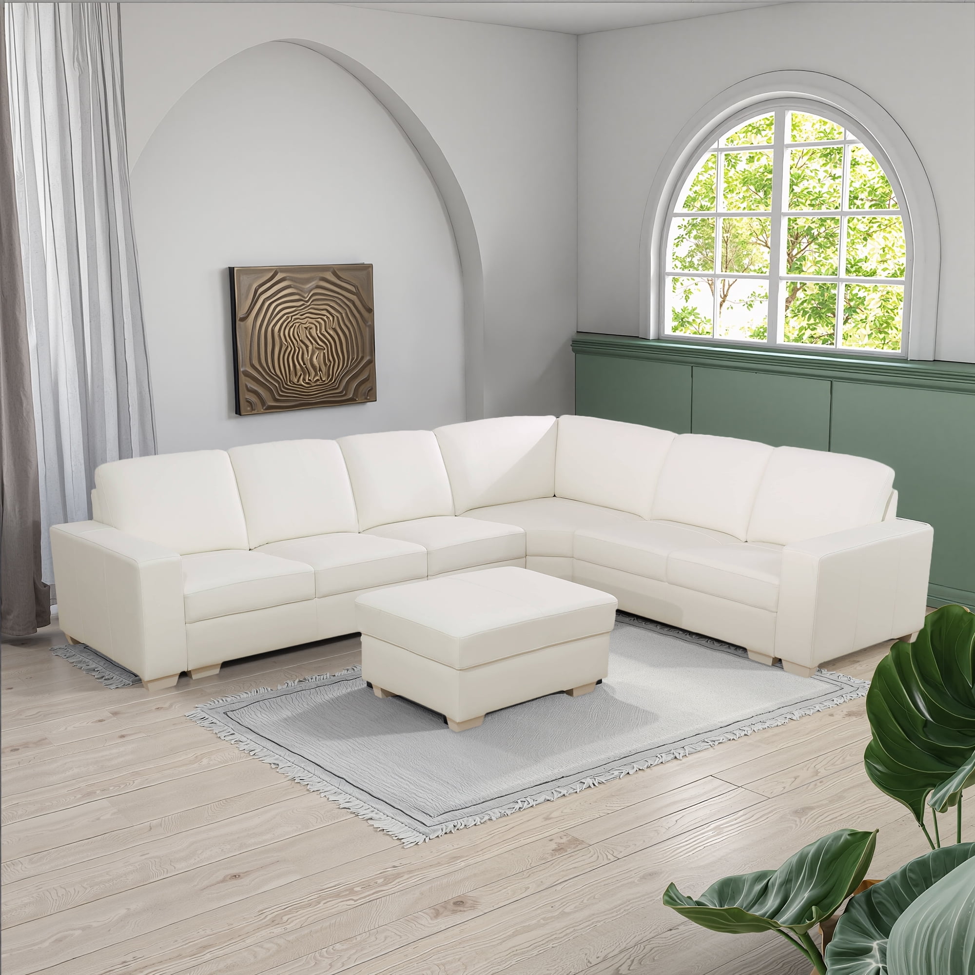 MAYEERTY 118" Flannel 8-Piece Soft Skin Free Splicing Living Room Sofa Set,Bule