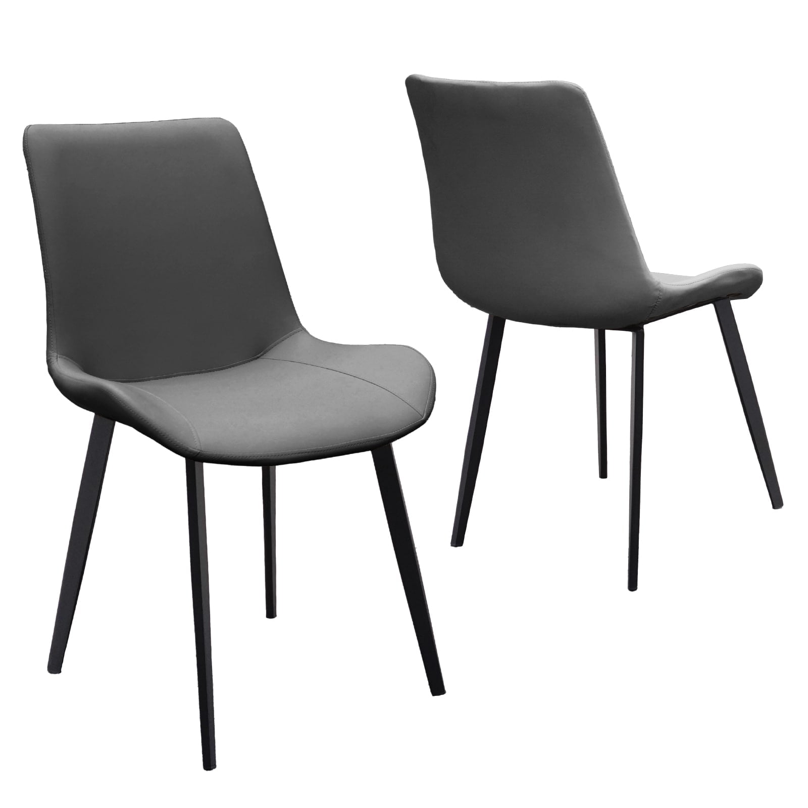MAYEERTY Grey PU Leather Dining Chairs with Metal Legs, Modern Upholstered Set of 2 for Kitchen, Restaurant, Living Room ,Dining room, Meeting Room