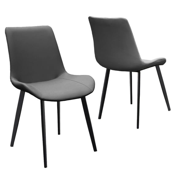 MAYEERTY Grey PU Leather Dining Chairs with Metal Legs, Modern Upholstered Set of 2 for Kitchen, Restaurant, Living Room ,Dining room, Meeting Room