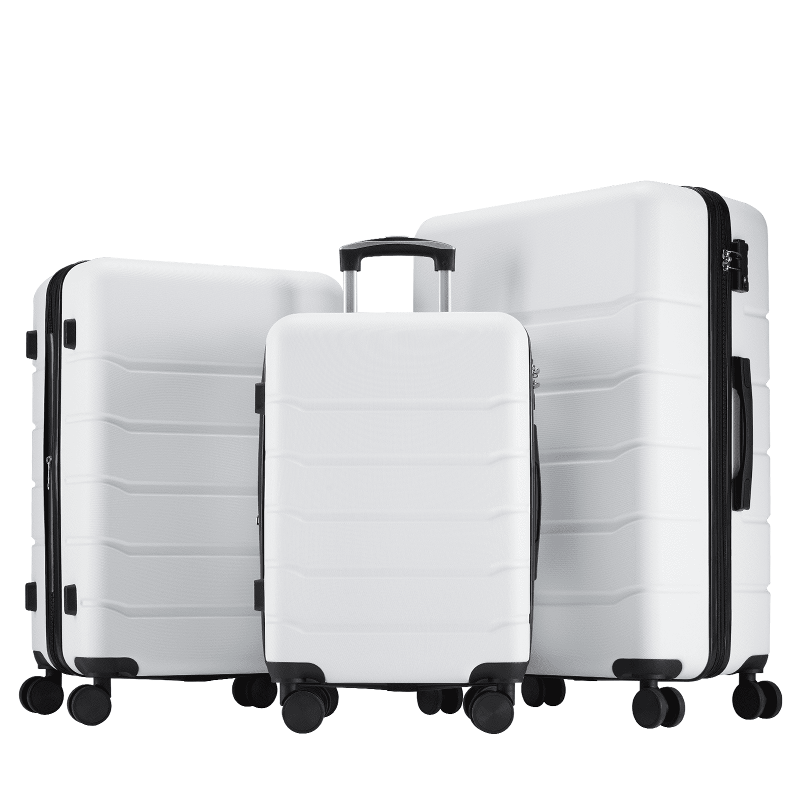 MAYEERTY 20/24/28" 3-Piece Hardside Luggage Spinner Wheels Expandable TSA Lock Lightweight Roller Suitcase White