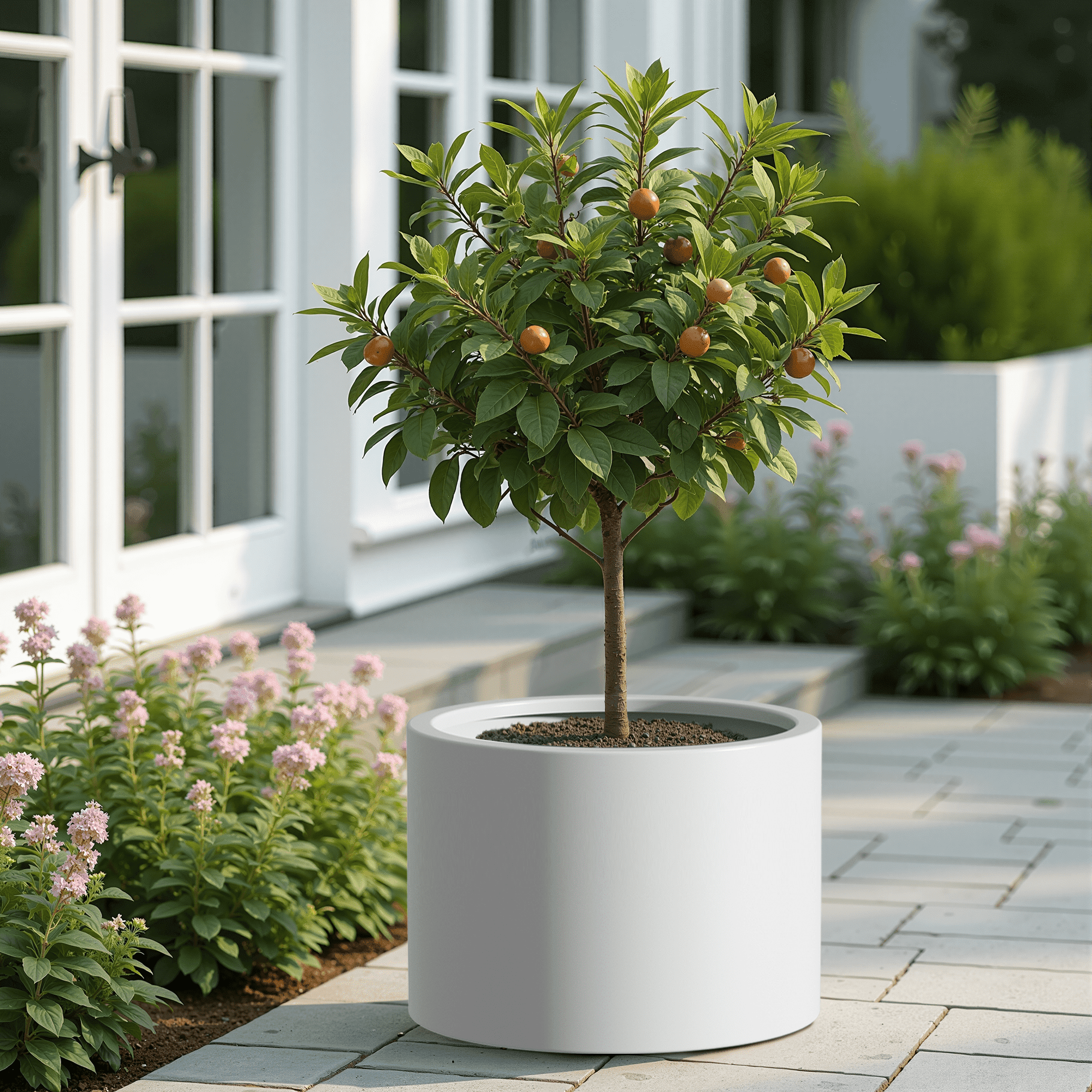 MAYEERTY 16*20"Outdoor Heavy Duty Metal Round Garden Bed,Pre-Rusted Planter Box for Herbs & Flowers, White