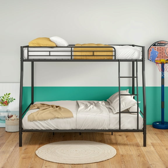 MAYEERTY Heavy Duty Metal Bunk Bed Full Over Queen Bunk Bed Frame for Adults, Noise Free Frames, No Boxing Spring Needed