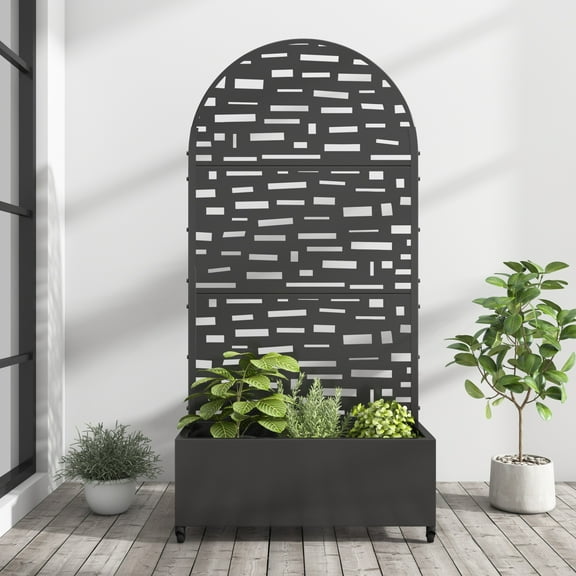 MAYEERTY 72*35*16in Metal Arched Garden Bed Freestanding Planter Box with Trellis for Climbing Plants, Black