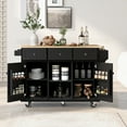 thumbnail image 1 of MAYEERTY Kitchen Island on 5 Wheels - Storage Cabinet & 3 Drawers for Dining Room, White, 1 of 8