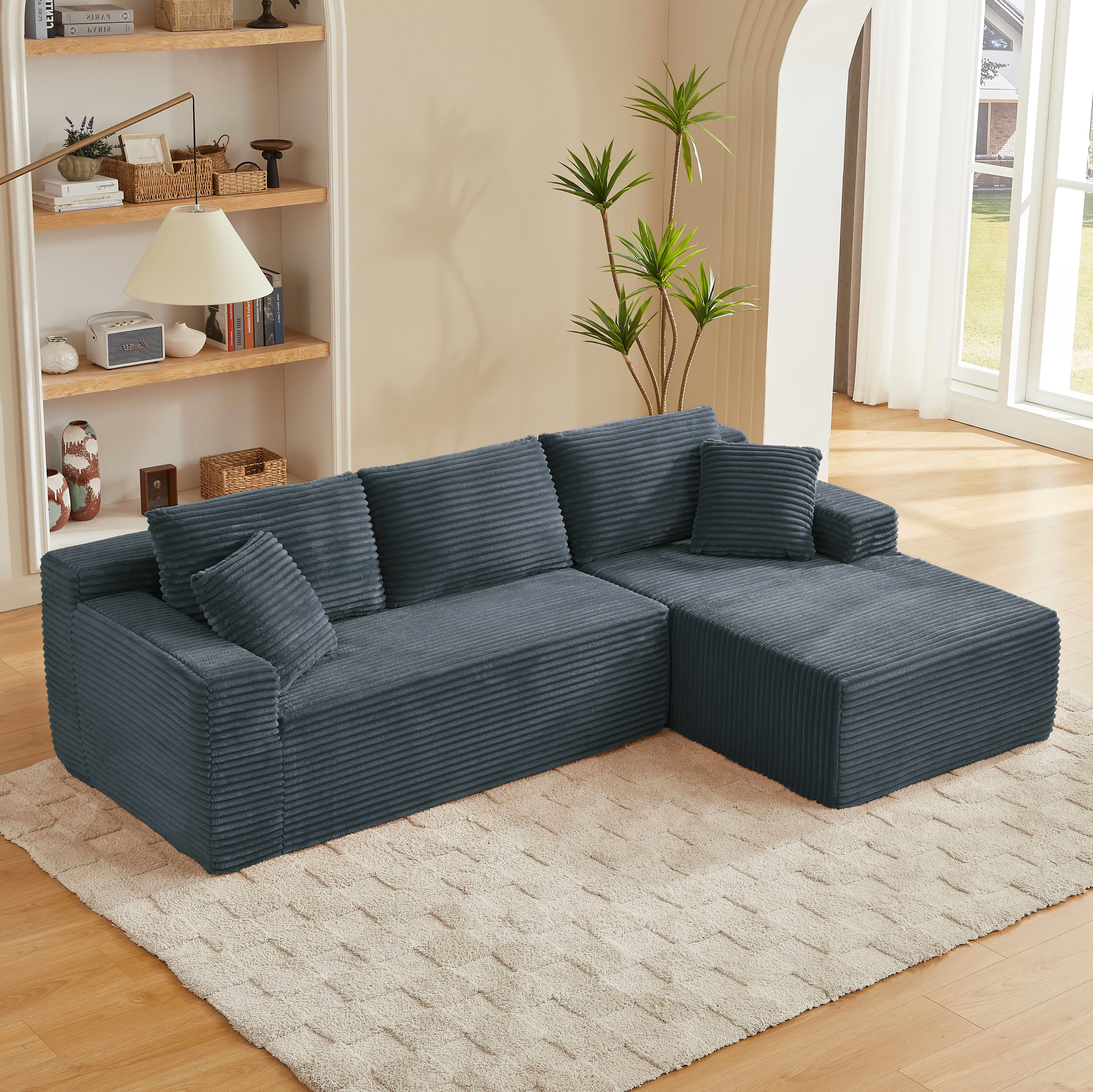 MAYEERTY L-Shaped Cloud Sectional Sofa, No Assembly Required Sleeper Couch for Bedroom & Apartment, 103×65" Dark Gray
