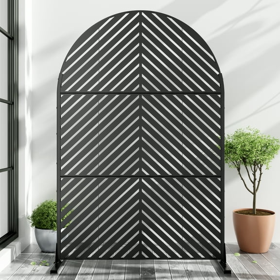 MAYEERTY Laser-Cut Steel Room Divider, Modern Privacy Partition for Living Space,Diagonal stripes,Black