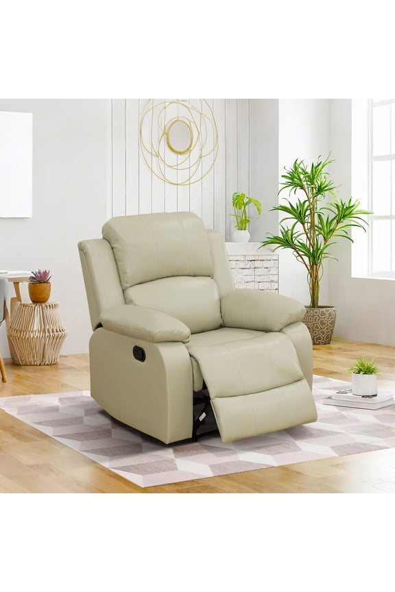 Leather Recliner Chair, Single Reclining Sofa with Adjustable Angle, for Living Room, Home Theater & Personal Lounge