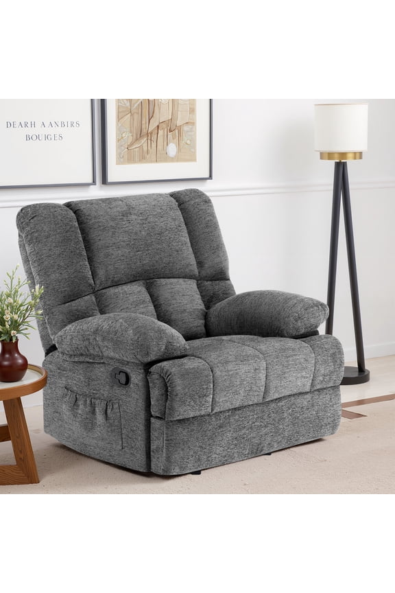 Limestone Oversized Rocking Recliner Sofa for Adults, Chenille, Ergonomic, Perfect for Living Room