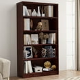 thumbnail image 1 of MAYEERTY Mahogany 5-Shelf Modern Wood Bookcase, 60" Tall, for Bedroom, Living Room, and Manga Library, 1 of 7