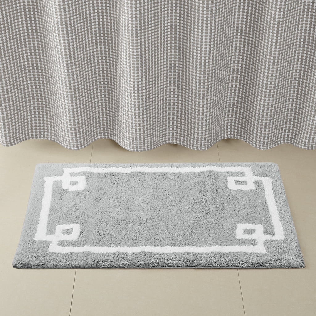 MAYEERTY Medium Pile Cotton Tufted Bathroom Rug, Grey, 24"W x 40"L
