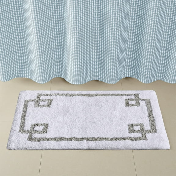 MAYEERTY Medium Pile Cotton Tufted Bathroom Rug, White, 24"W x 40"L