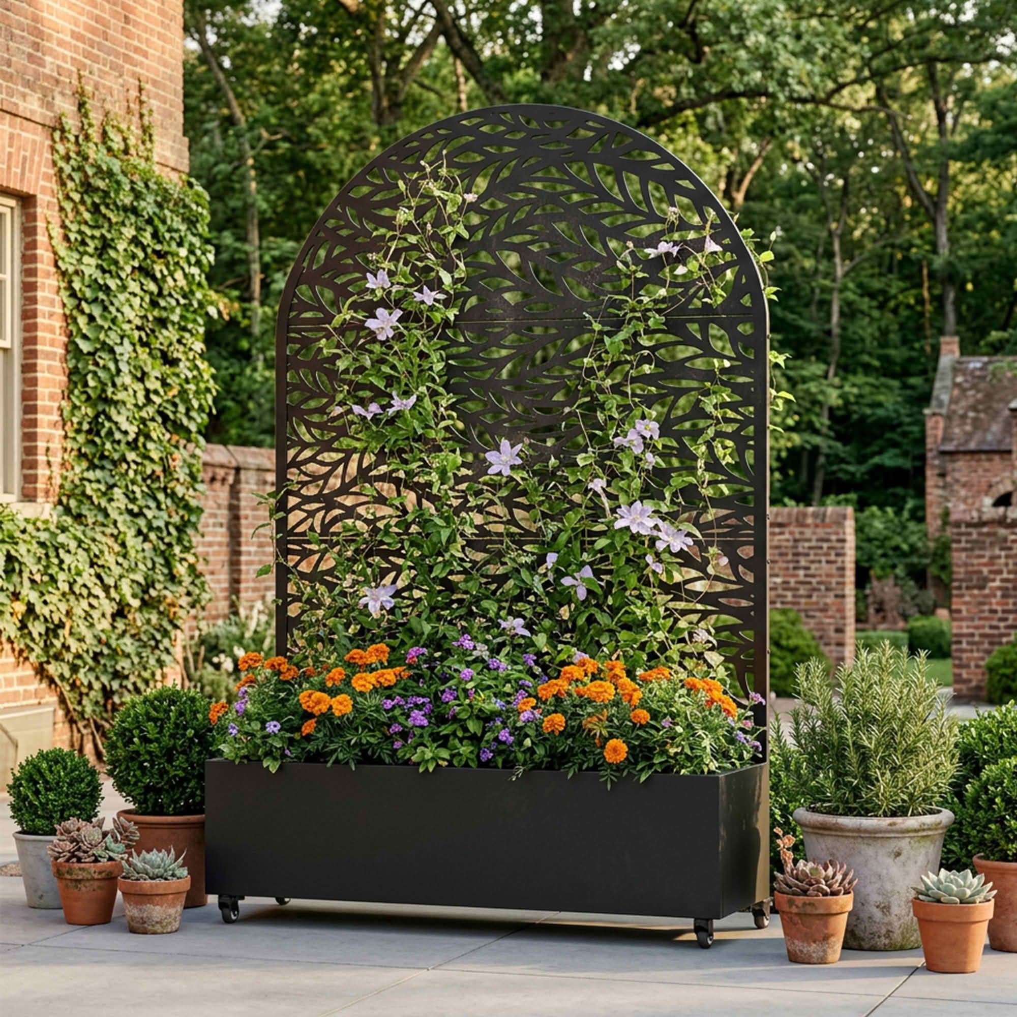 MAYEERTY Metal Arched Raised Garden Bed with Trellis Outdoor Planter Box Patio Backyard Vertical Climbing Plant Grow Bed, 72×47.2×15.7in