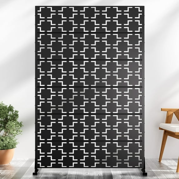 MAYEERTY Metal Room Divider – Industrial Galvanized Steel Privacy Screen,Square,Black