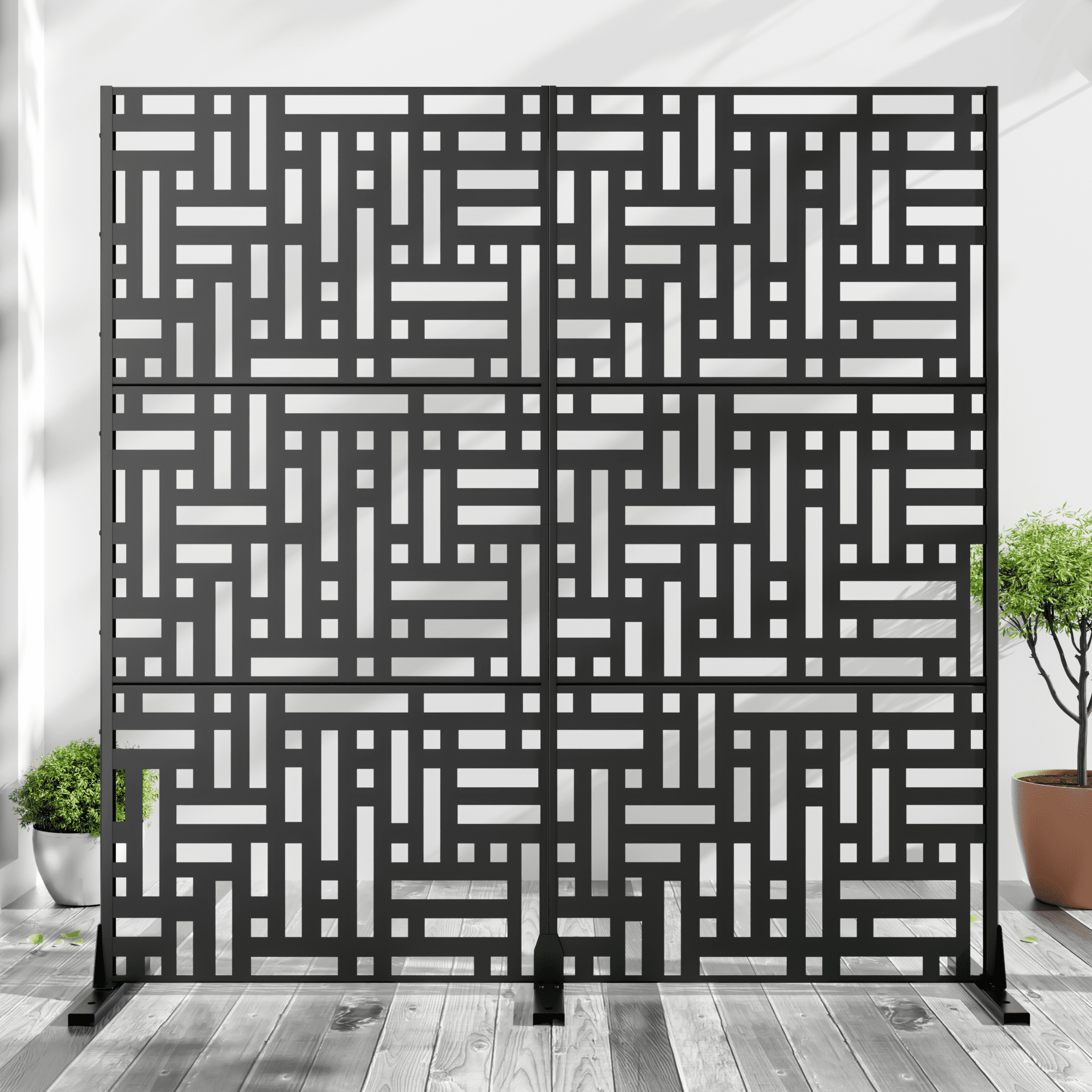 MAYEERTY Metal Room Divider – Industrial Galvanized Steel Privacy Screen,Black