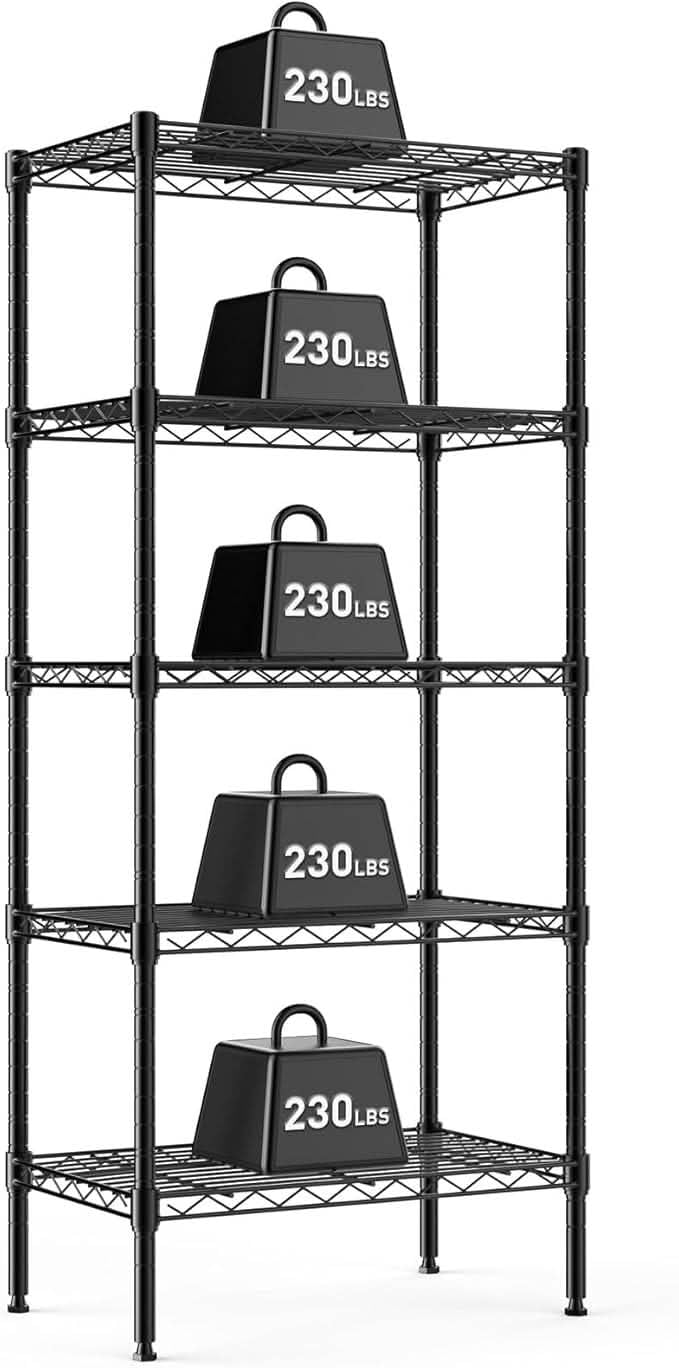 MAYEERTY Metal Wire Storage Rack, Adjustable Heavy Steel Standing Shelf Units