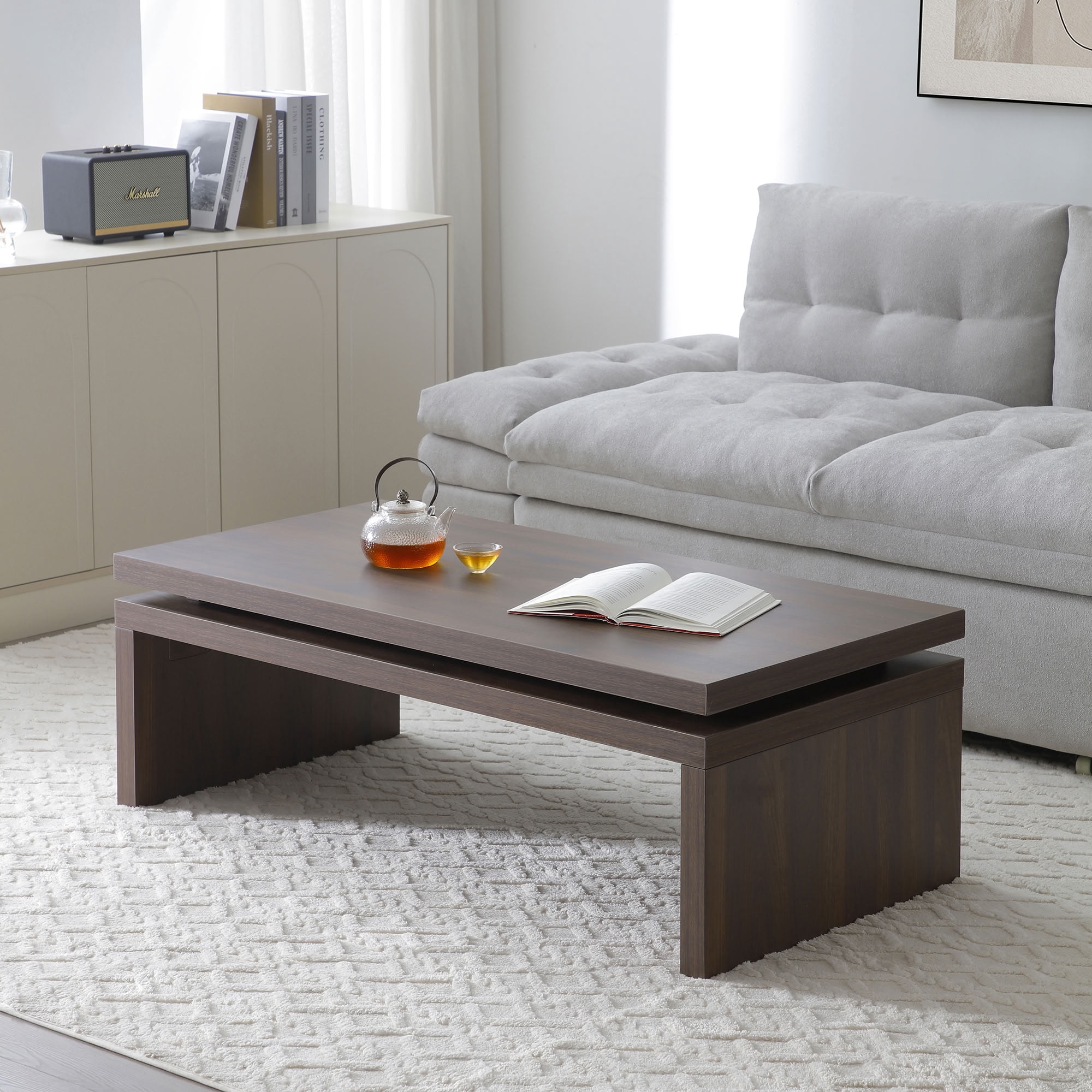 MAYEERTY Mid Century Modern Coffee Table, Rectangle Center Tea Table for Living Room Apartment Home Office