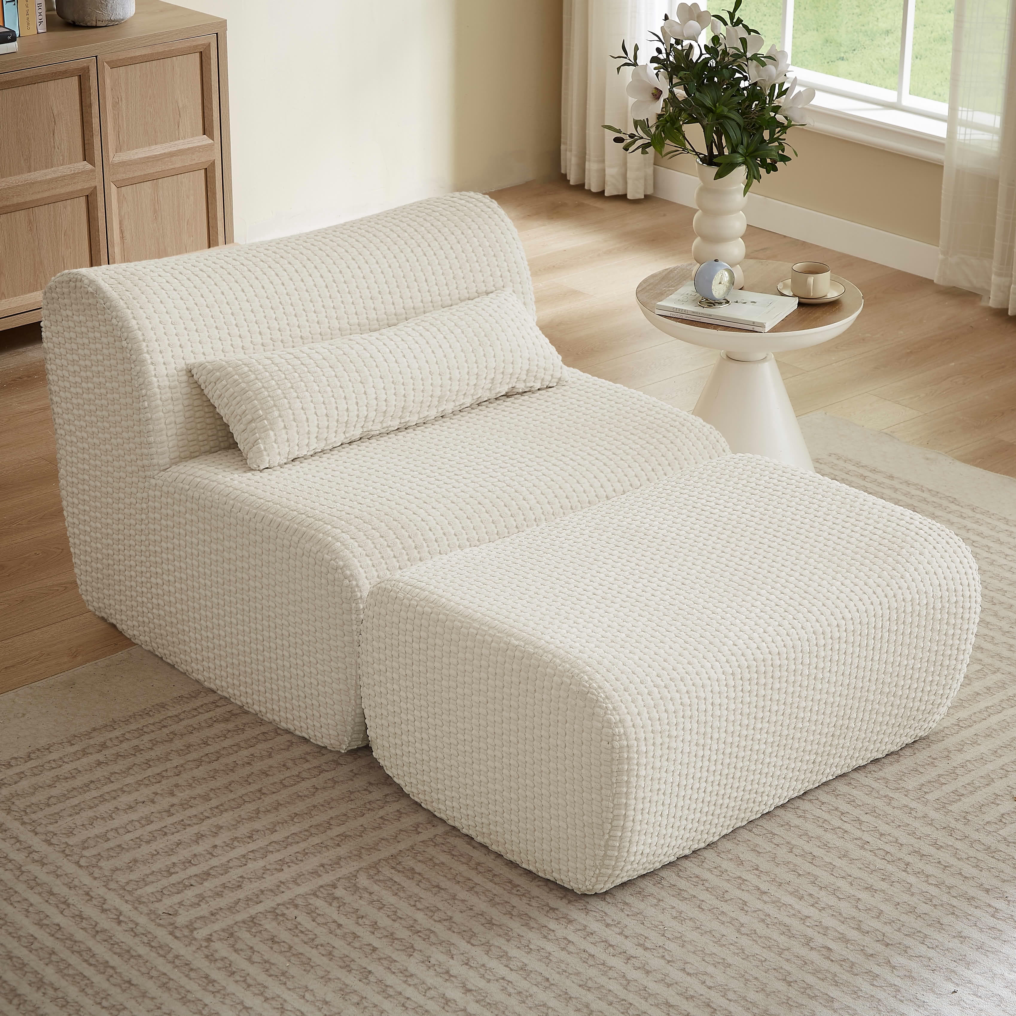 MAYEERTY Minimalist Corduroy Cloud Loveseat Sofa, Boneless Sectional Couch, No Assembly for Living Room