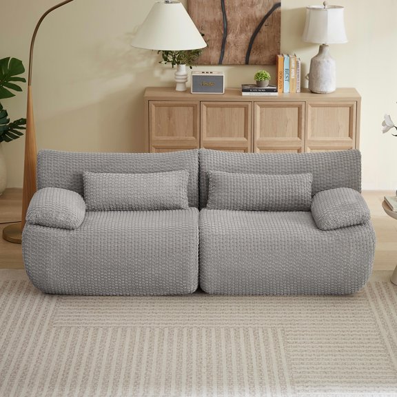 MAYEERTY Minimalist Corduroy Cloud Loveseat Sofa, Modular Boneless Couch, Sponge & Pocket Spring for Living Room
