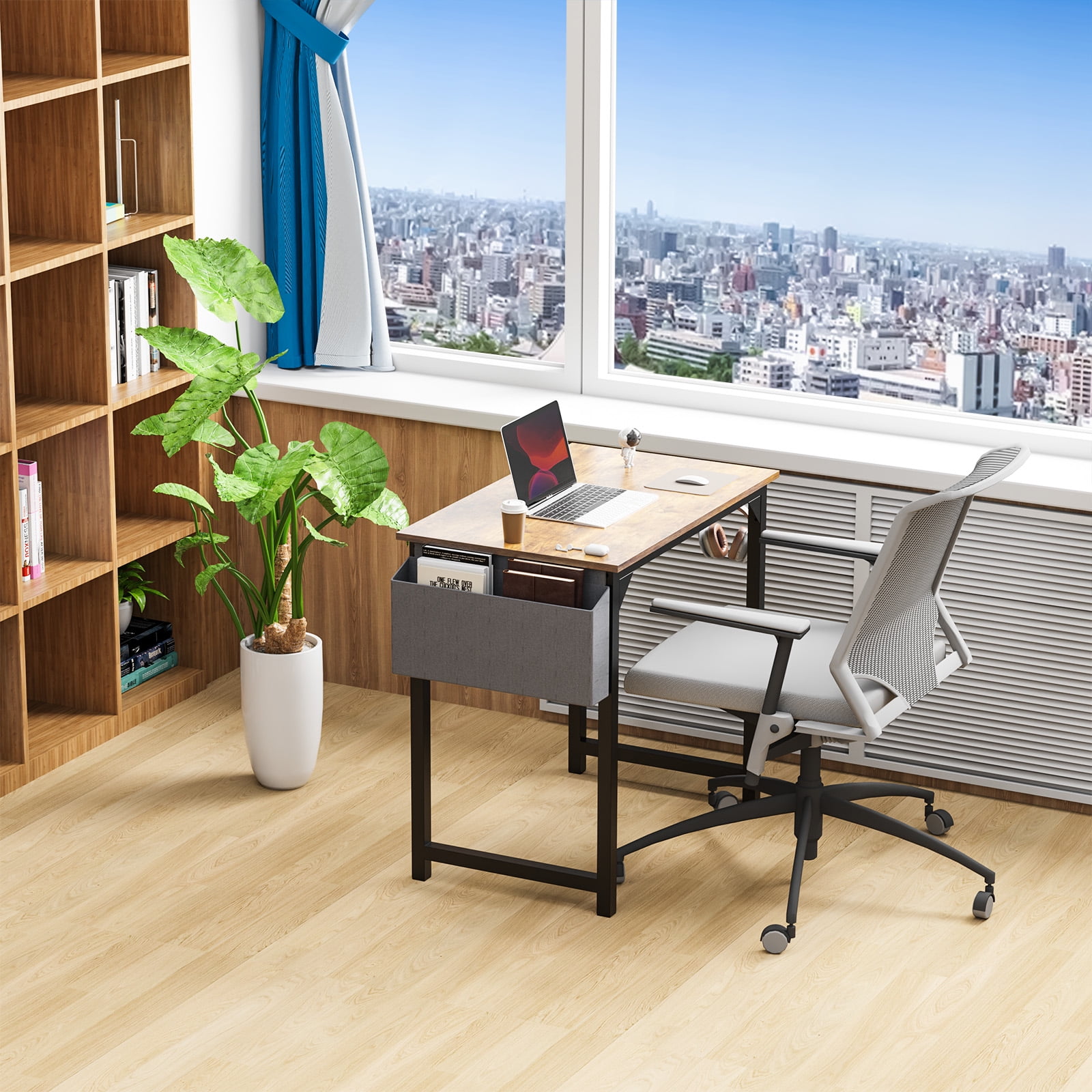 MAYEERTY Mobile Laptop Stand Rolling Desk with Adjustable Height for Home, Office, Black