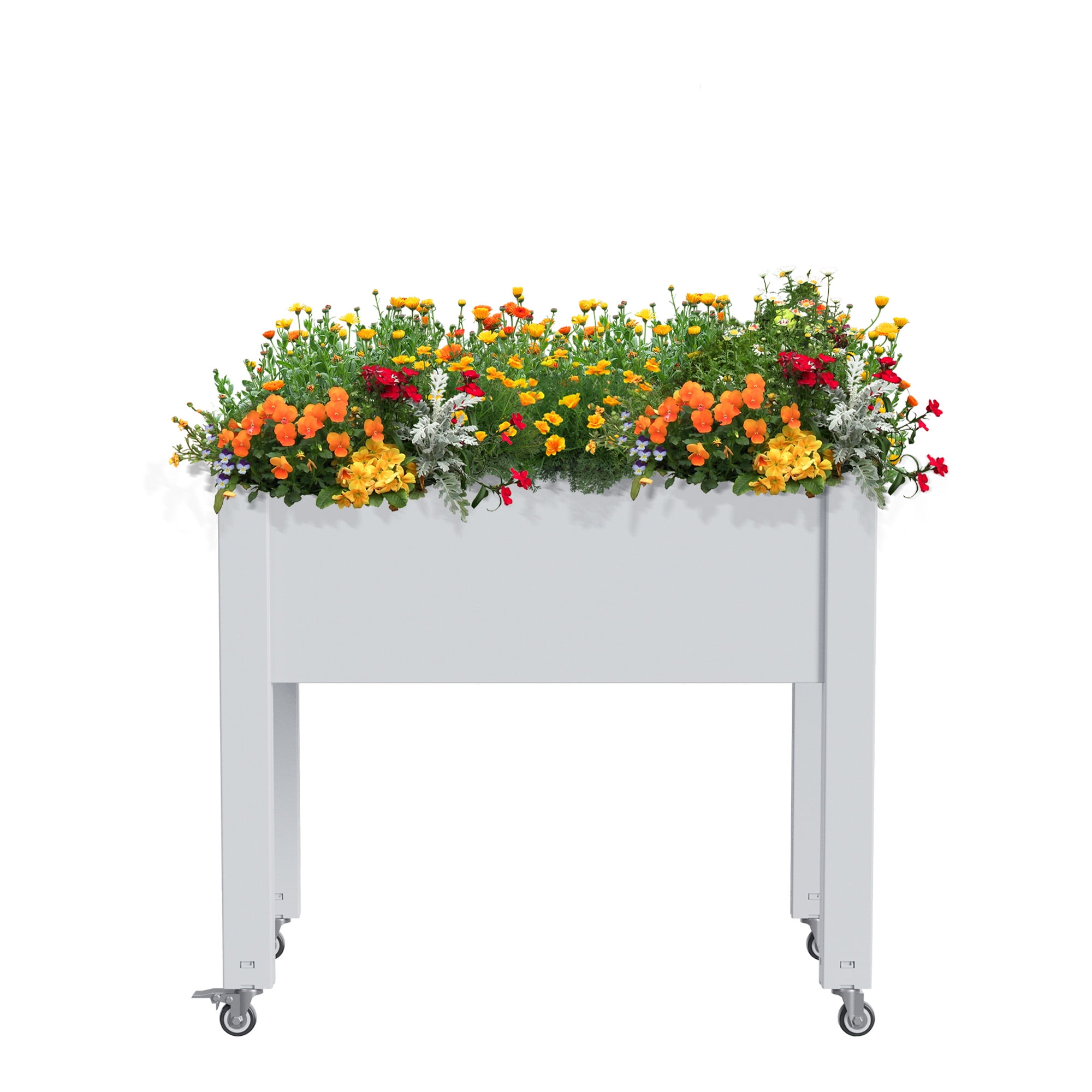 MAYEERTY Mobile Raised Garden Bed with Wheels, Built-In Water Storage for Patio Balcony Gardening