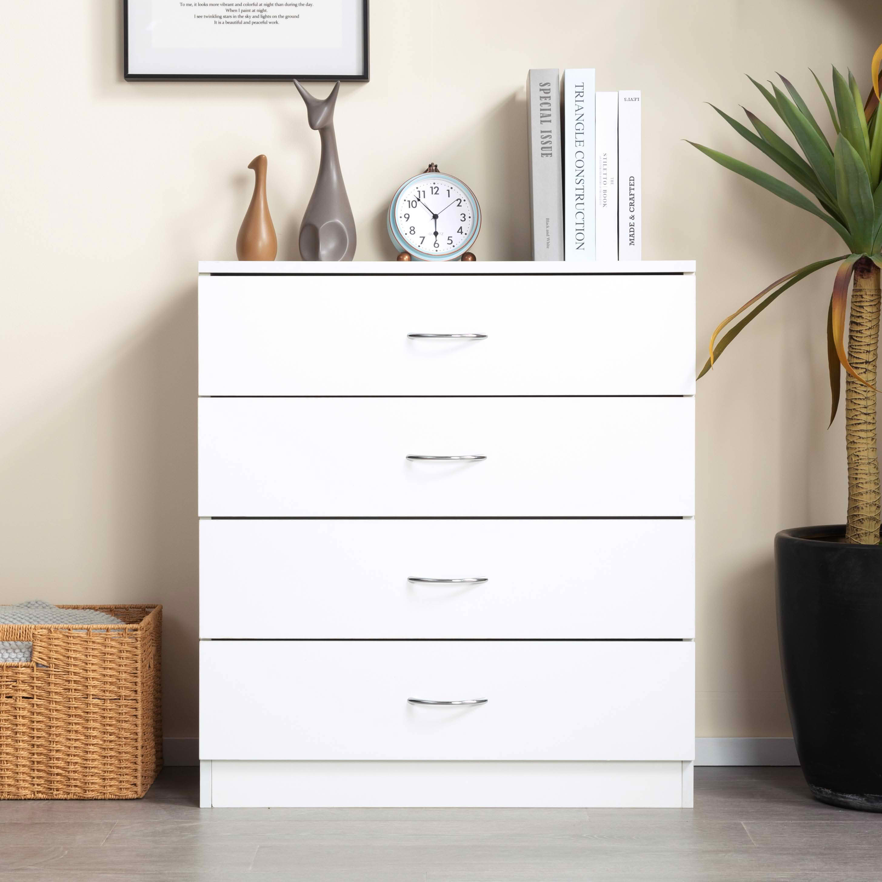 MAYEERTY Modern 4-Drawer Storage Chest, Sturdy Manufactured Wood Cabinet for Living Room Bedroom Entryway