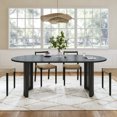 thumbnail image 1 of MAYEERTY Modern 67*33.5*30" Oval Black Dining Table with Arc - shaped Rattan Legs, Seats 6, 1 of 10