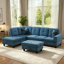 MAYEERTY Modern Adult 3-Piece Couch Living Room Sofa Set，Blue