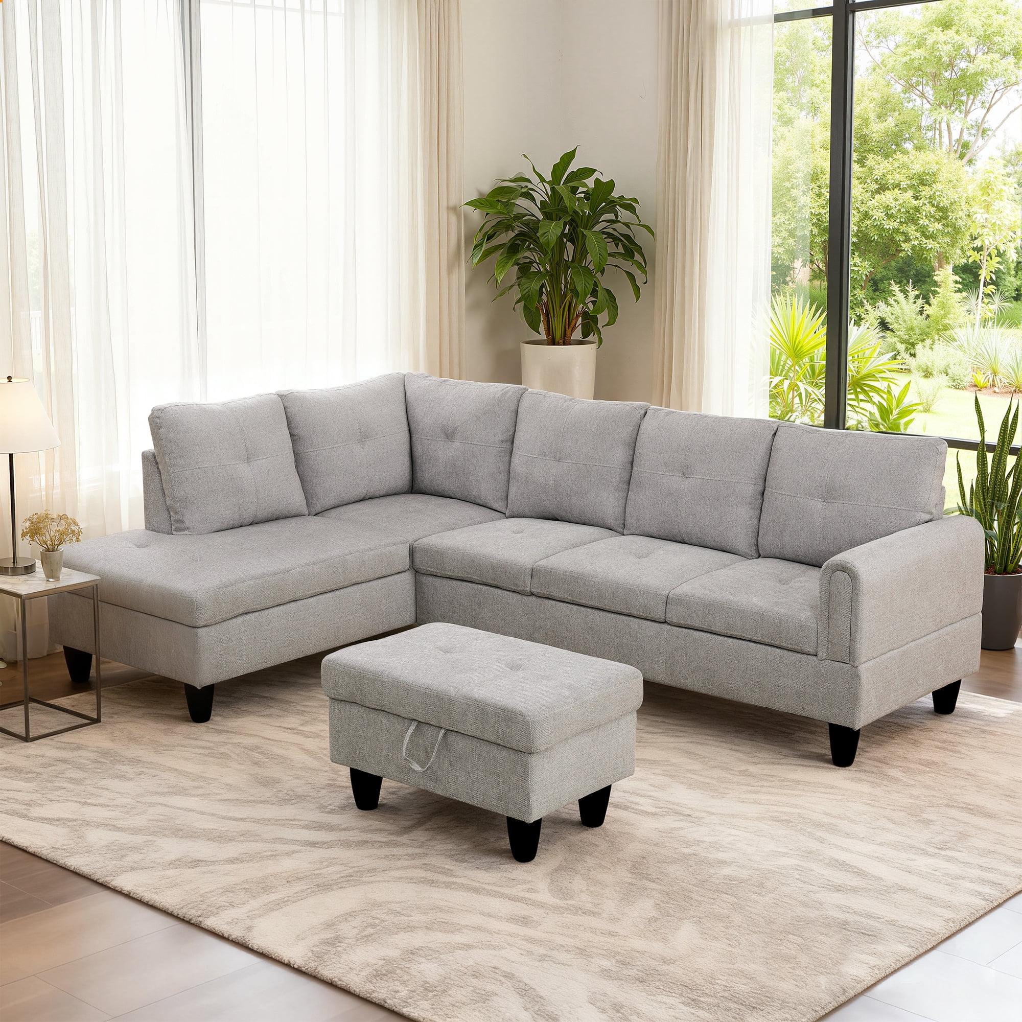 MAYEERTY Modern Adult 3-Piece Couch Living Room Sofa Set，Grey