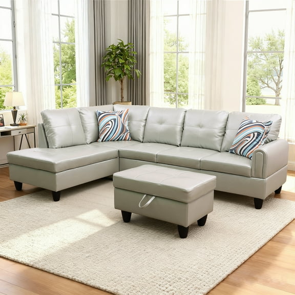MAYEERTY Modern Adult 3-Piece Couch Living Room Sofa Set，Silver Green