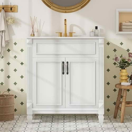 MAYEERTY Modern Bathroom Vanity Ceramic Basin Independent Storage Cabinet Sink Combination Set