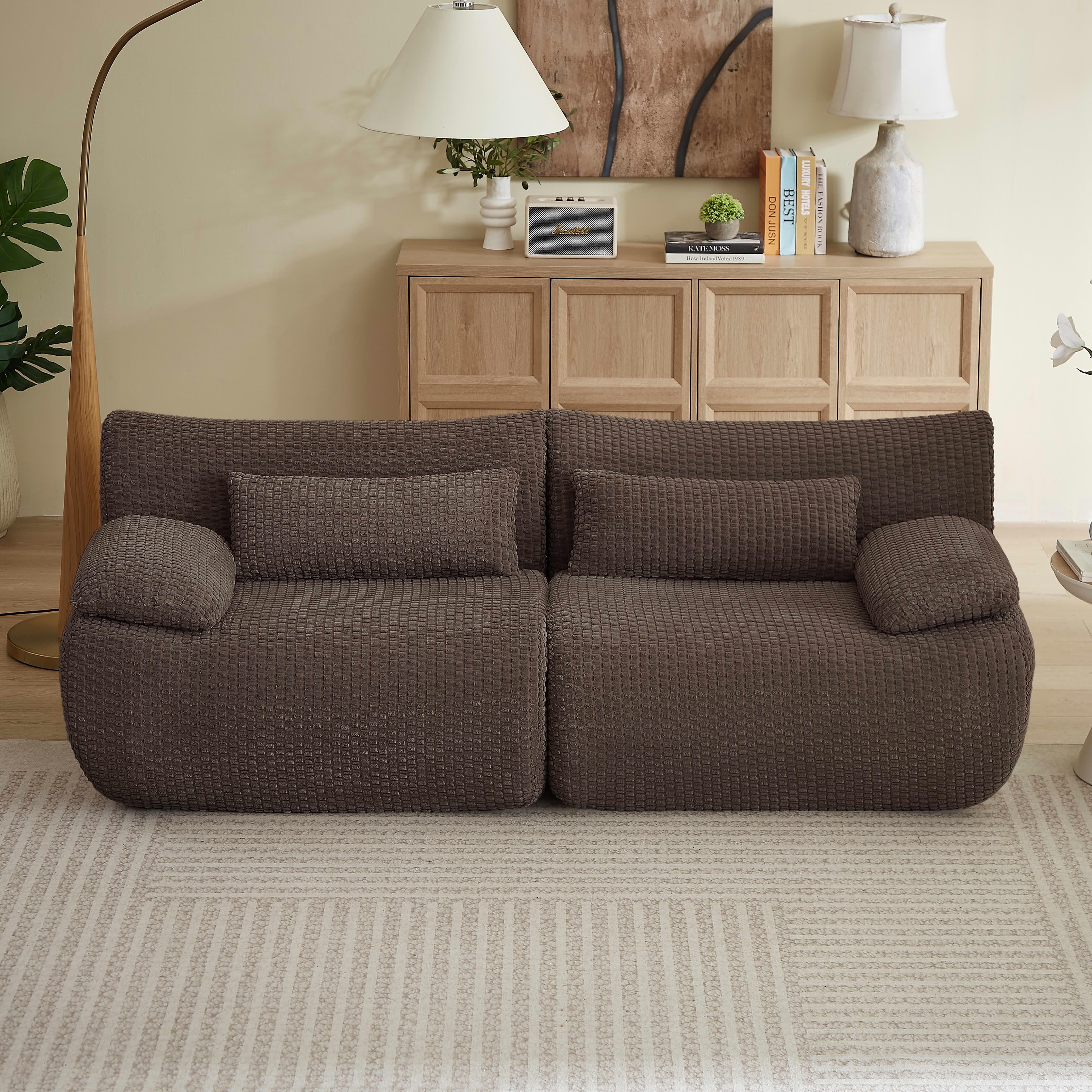 MAYEERTY Modern Cloud Loveseat Sofa, Modular Sectional Corduroy Couch, Boneless Plush No-Assembly for Apartment