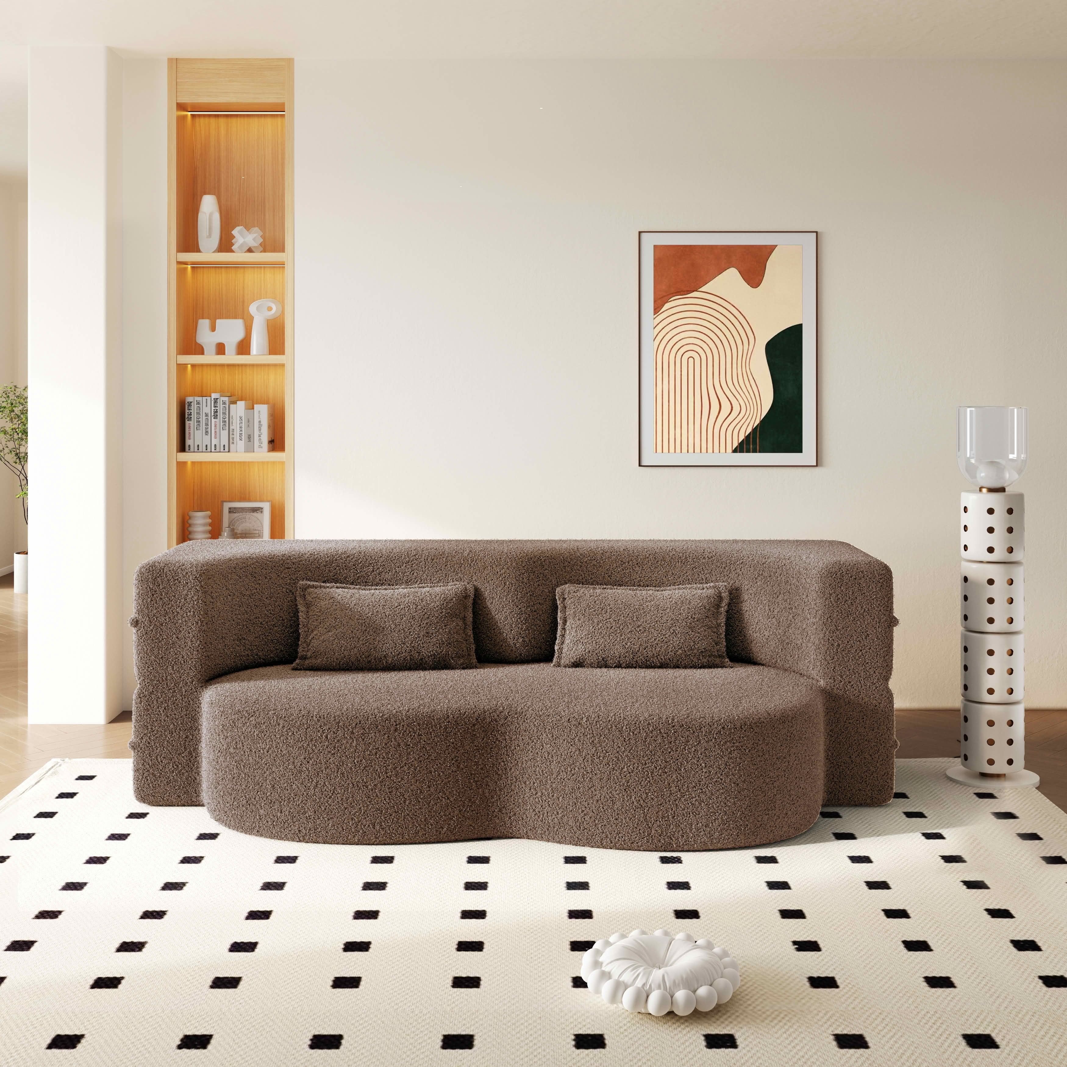 MAYEERTY Twin Corduroy Foldable Foam Floor Sofa Bed, Zero Assembly Vacuum Compressed Sleeper with 2 Pillows