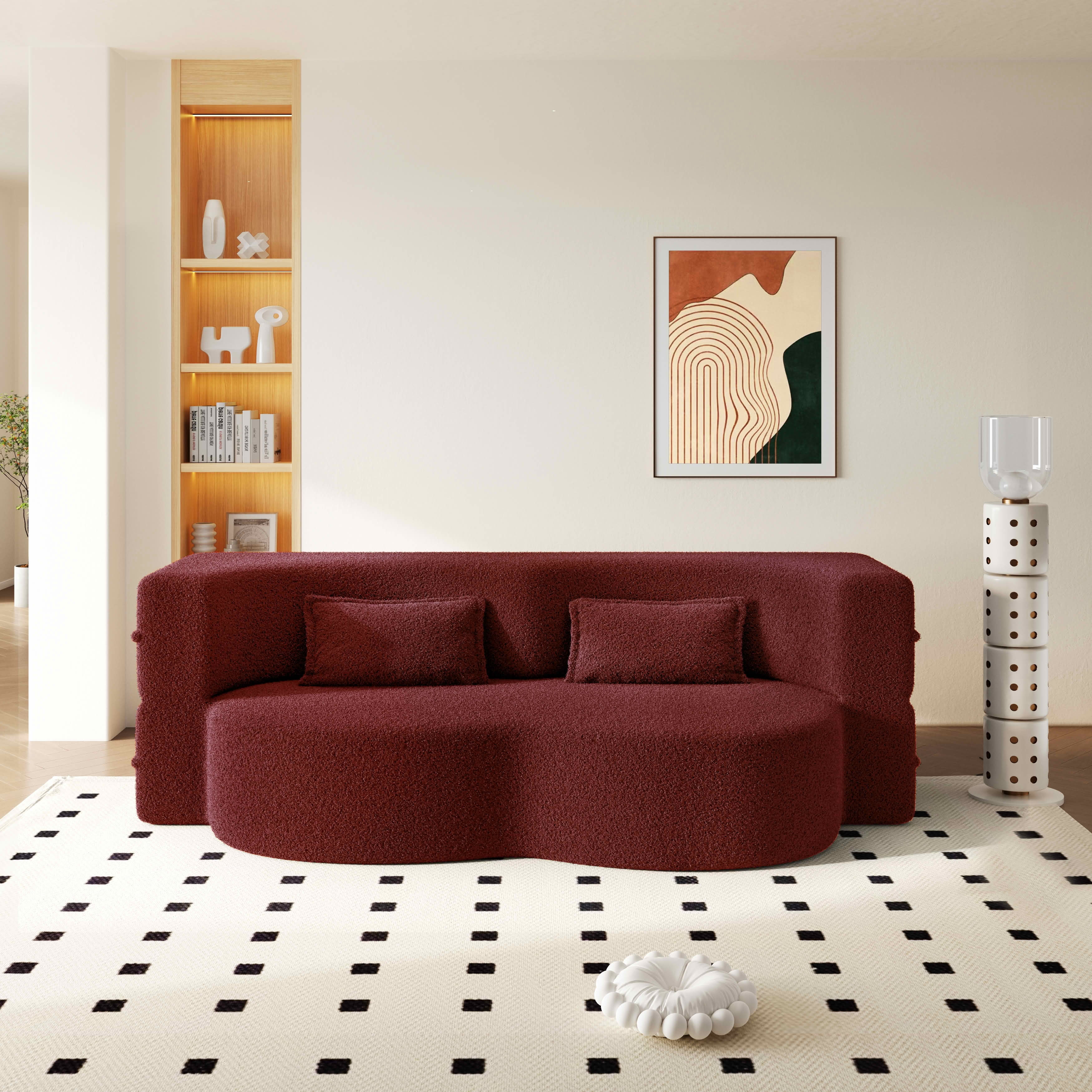 MAYEERTY Twin Corduroy Foldable Foam Floor Sofa Bed, Zero Assembly Vacuum Compressed Sleeper with 2 Pillows