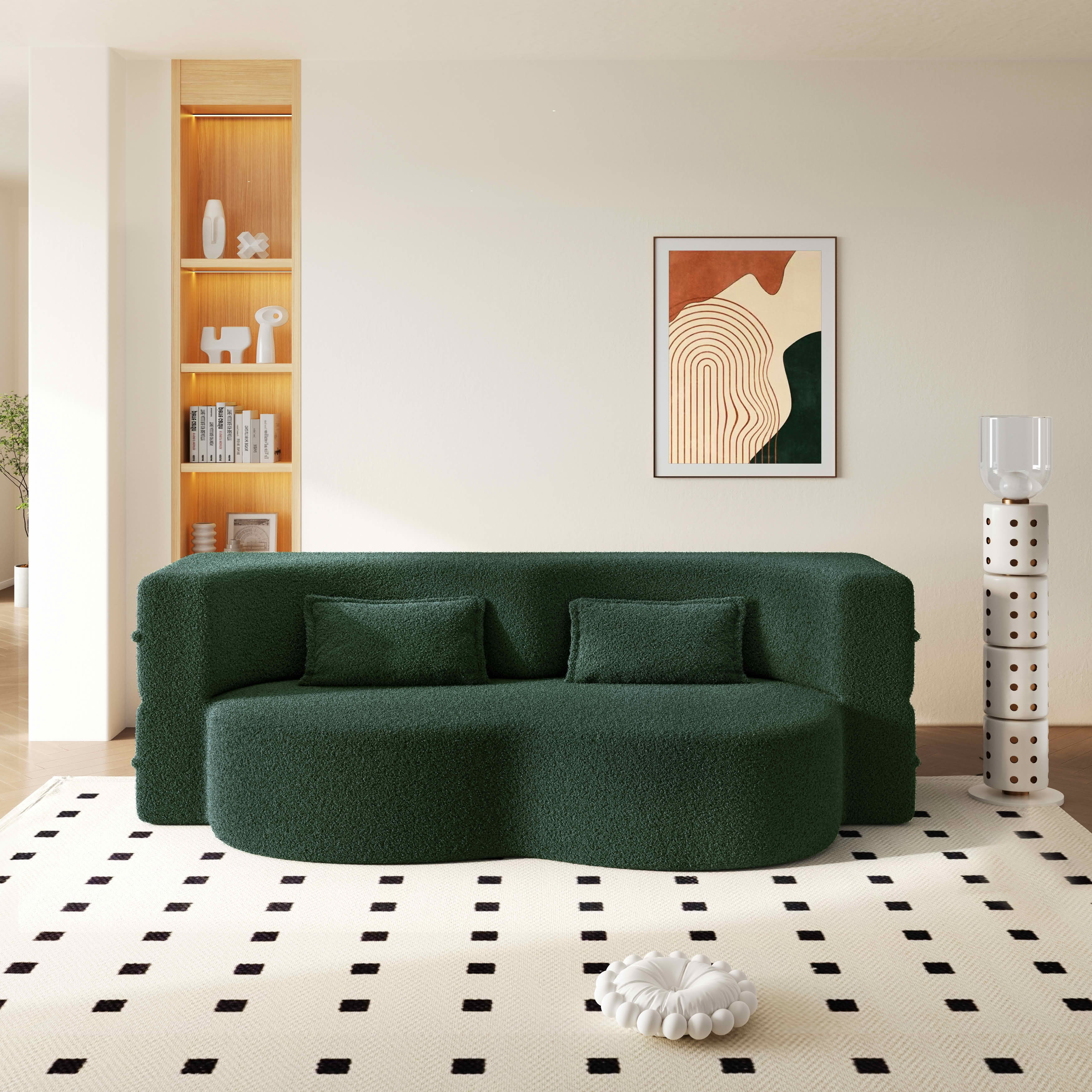 MAYEERTY Twin Corduroy Foldable Foam Floor Sofa Bed, Zero Assembly Vacuum Compressed Sleeper with 2 Pillows
