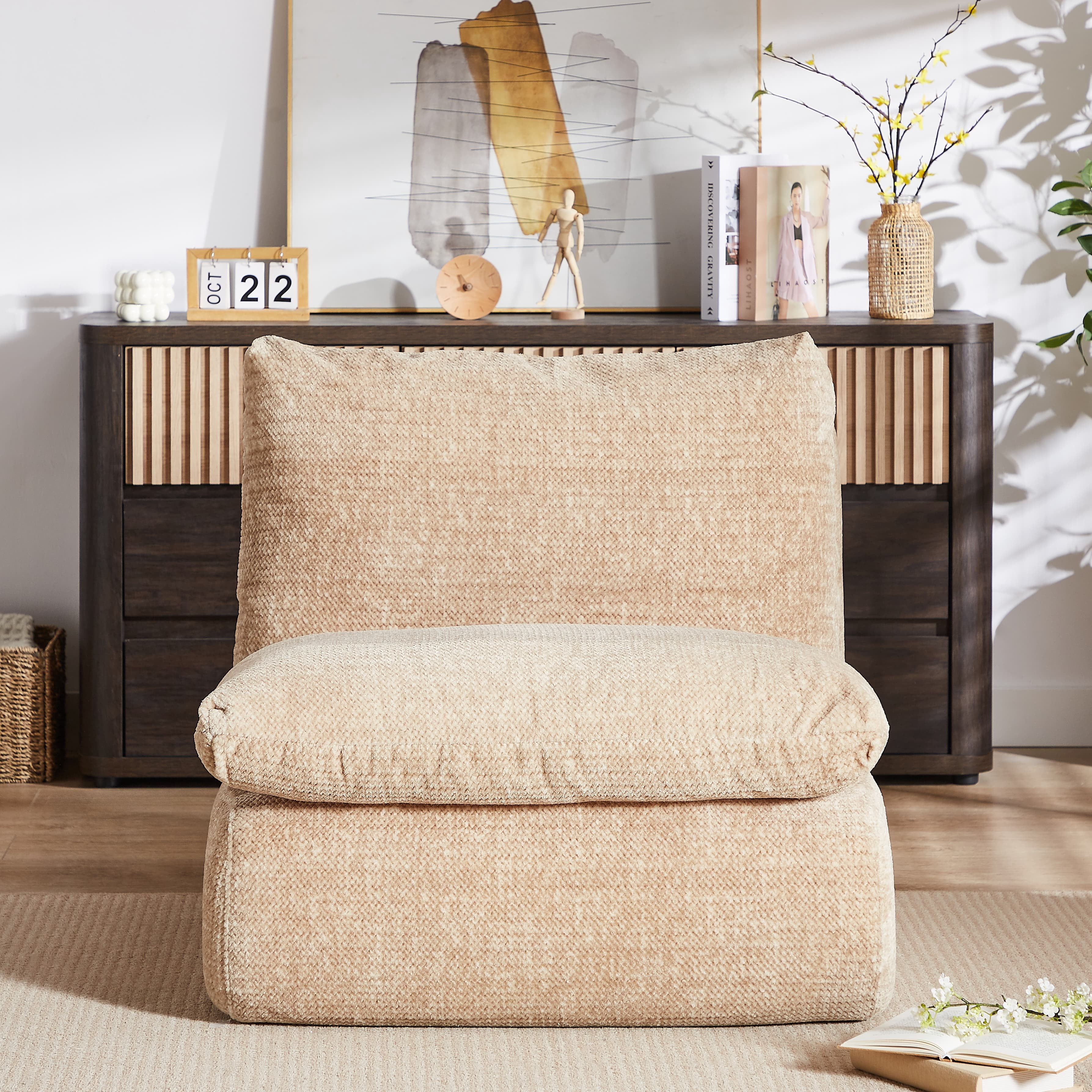 MAYEERTY Modern Full Compression Sofa Chair for Living Room & Bedroom, 33*41*34"Cream