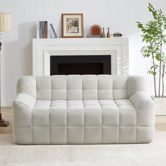 MAYEERTY Modern Full Compression Velvet Sofa Chair for Living Room & Apartment, 65*38*27"Beige