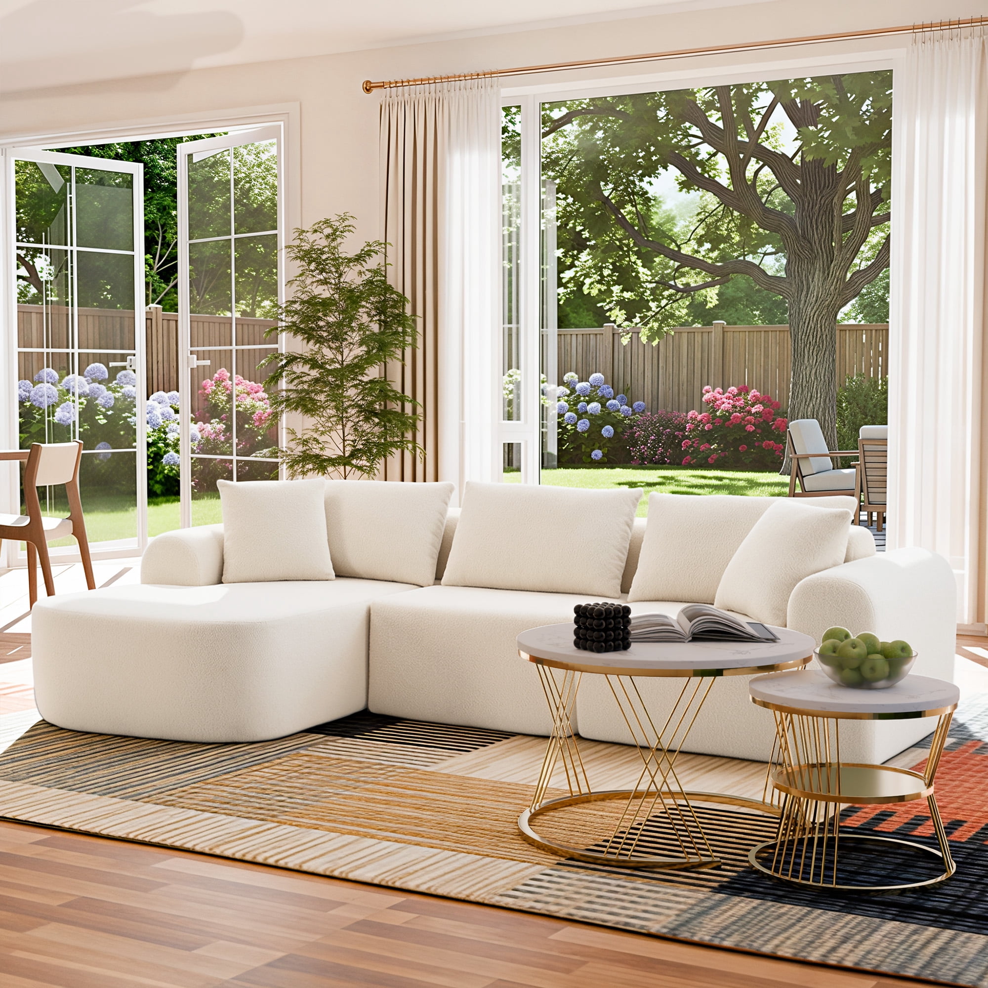 MAYEERTY Modern Lamb Fleece Modular Sectional Sofa - Boneless Couch for ...