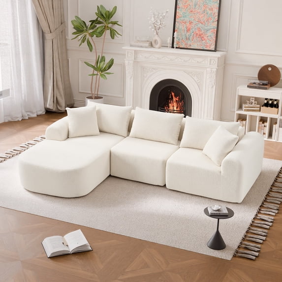 MAYEERTY Modern Lamb Fleece Modular Sectional Sofa - Boneless Couch for ...