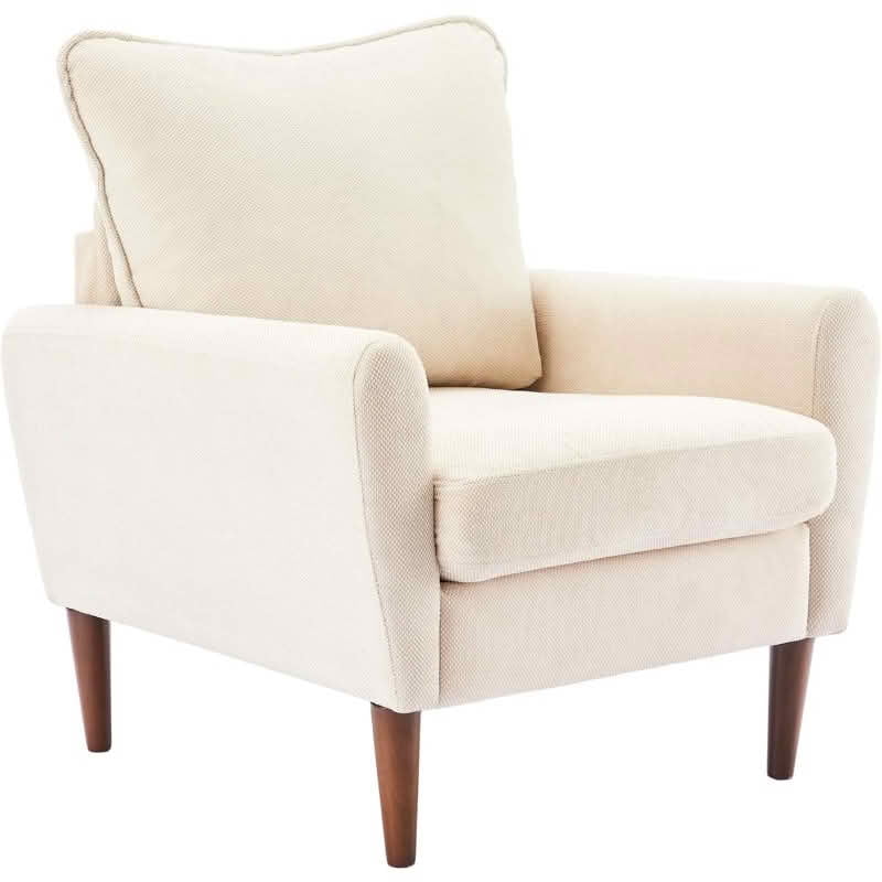 MAYEERTY Modern Leisure Reading Chair, Upholstered Cushioned Seat Solid Wood Legs Single Wide Sofa Chair