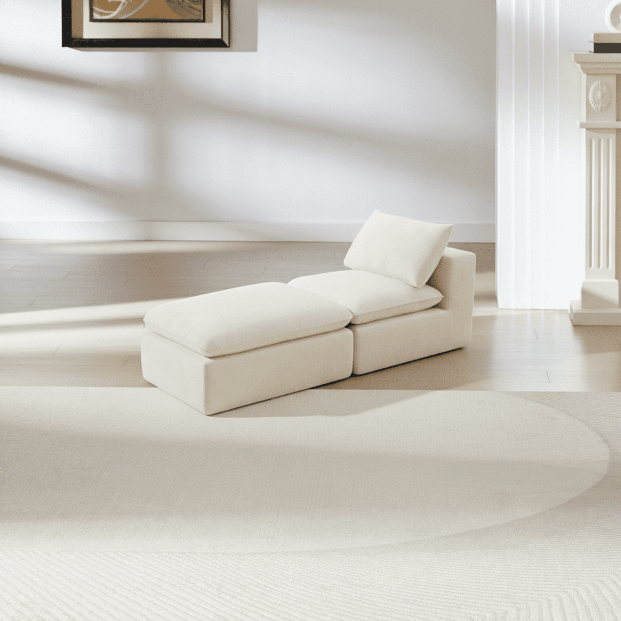 MAYEERTY Modern Modular Chenille Sofa, White Cloud-Soft Sectional Couch for Living Room