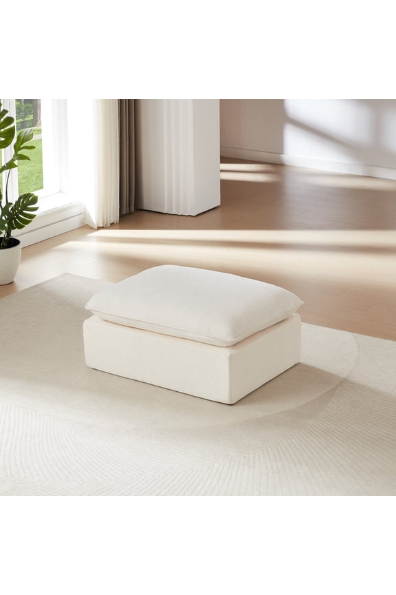 Modern Modular Chenille Sofa, White Cloud-Soft Sectional Couch for Living Room