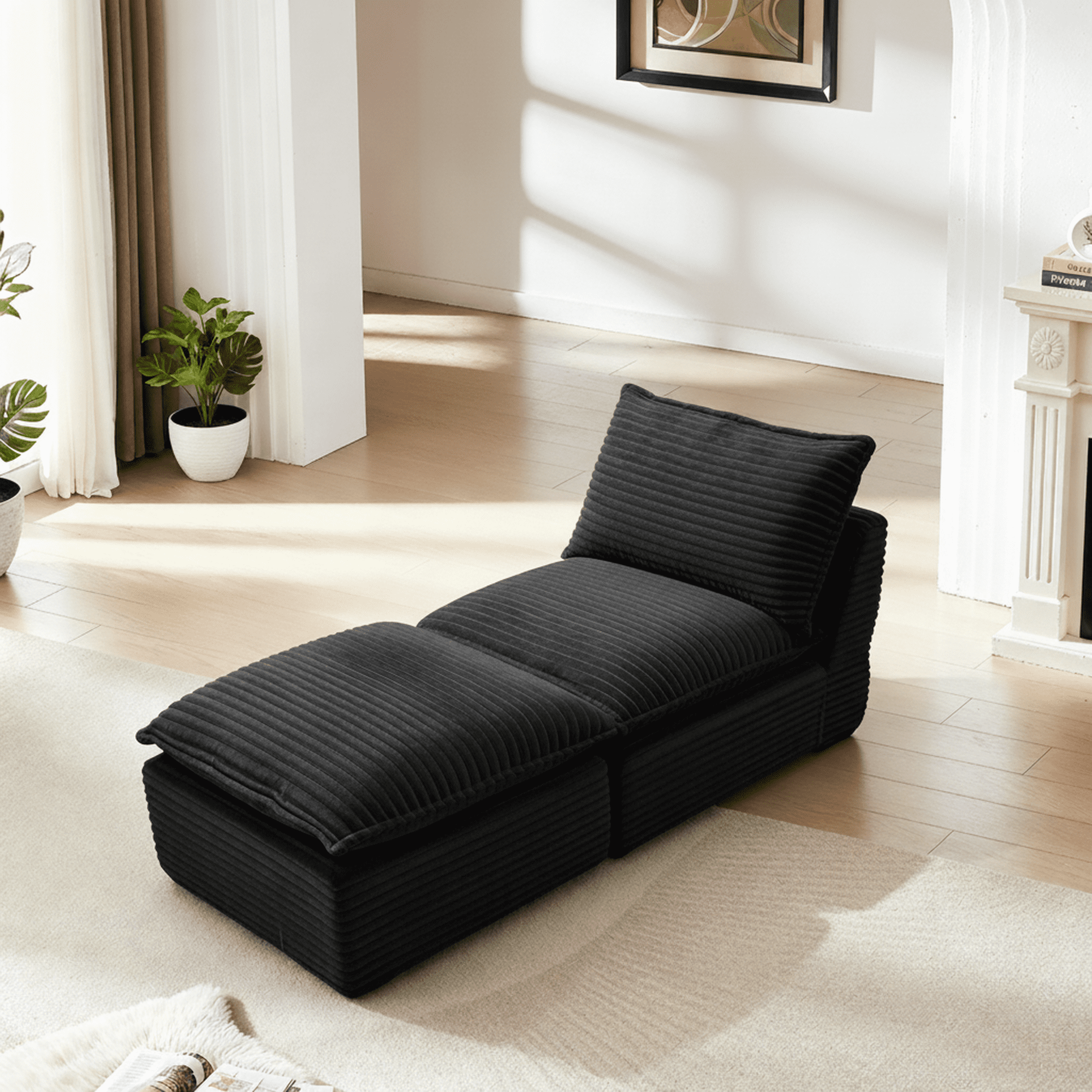 MAYEERTY Modern Modular Corduroy Sofa, Dark Gray Cloud-Soft Sectional Couch for Apartment