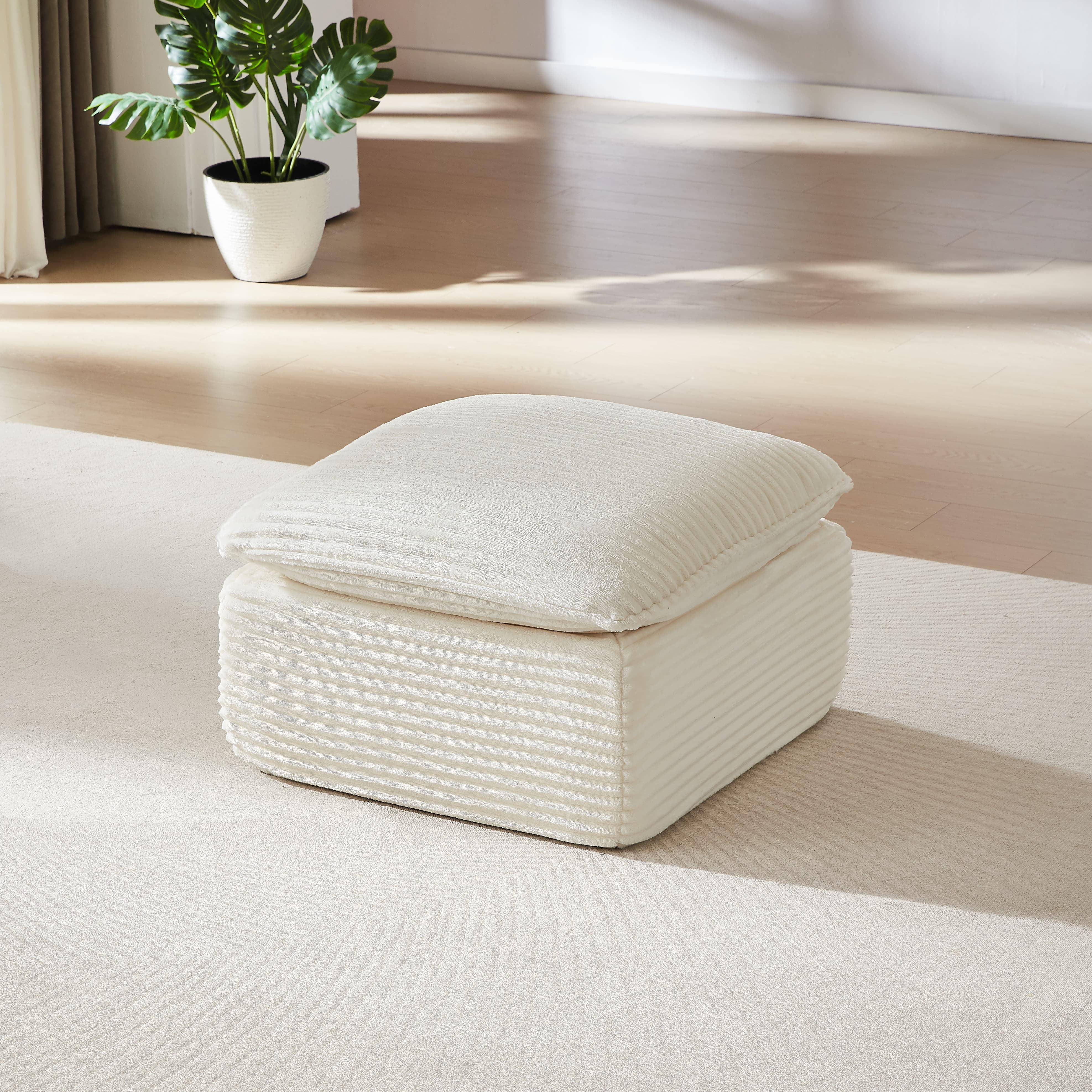 MAYEERTY Modern Modular Corduroy Sofa, White Cloud-Soft Sectional Couch for Apartment