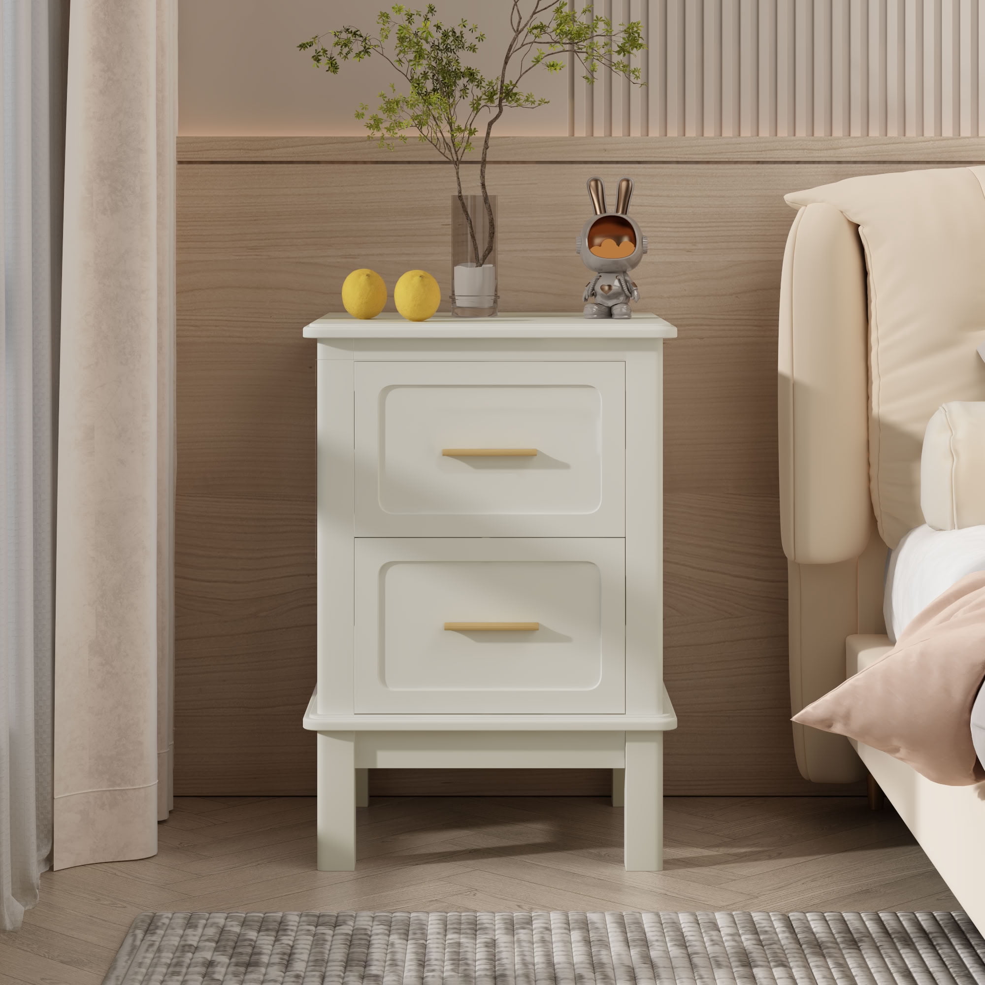 MAYEERTY Modern Nightstand with 2 Drawers, Wood Bedside End Table Storage Cabinet for Bedroom Living Room Kids Room Guest Room Small Apartment Spaces
