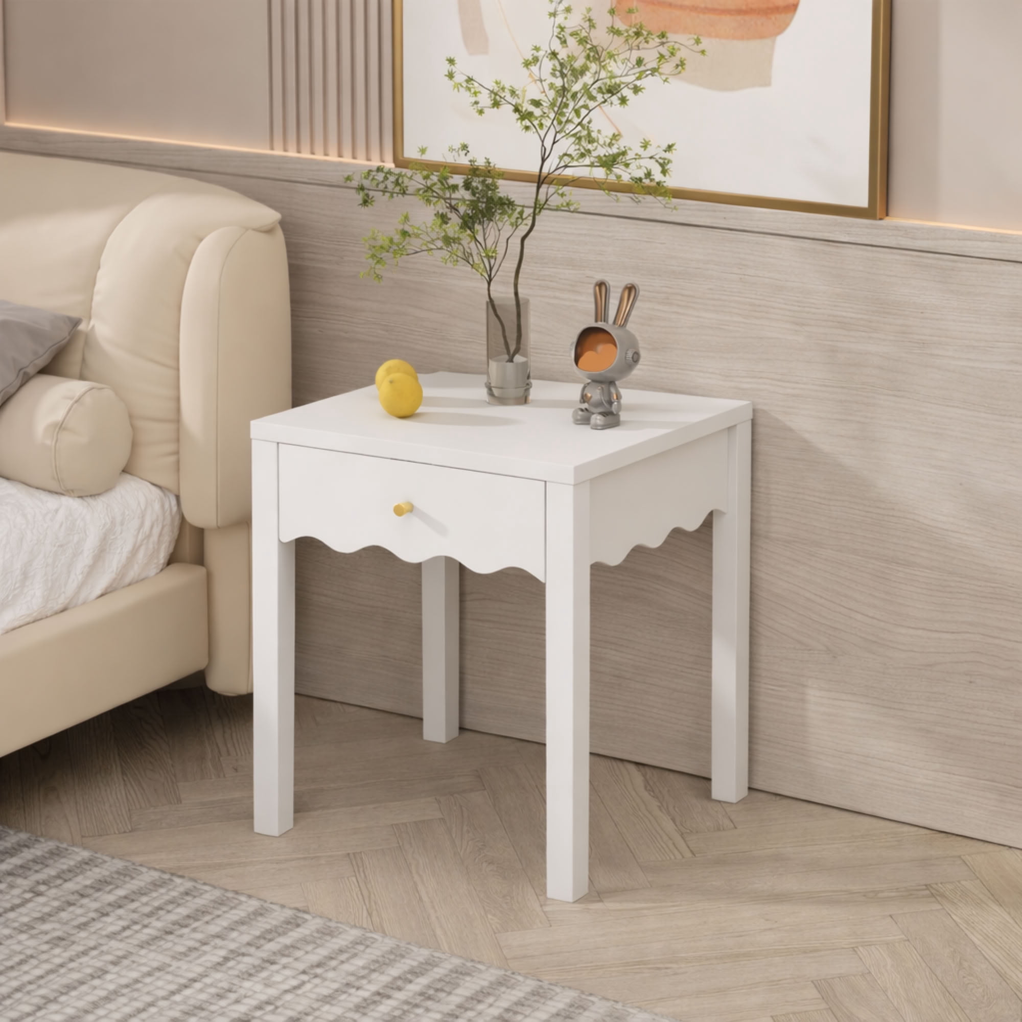 MAYEERTY Modern Nightstand with Drawer, Compact Freestanding Bedside Table for Bedroom Living Room Apartment Dorm Small Spaces