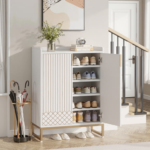 MAYEERTY Modern Shoe Cabinet with Doors, 5-Tier Modern Shoe Rack Organizer