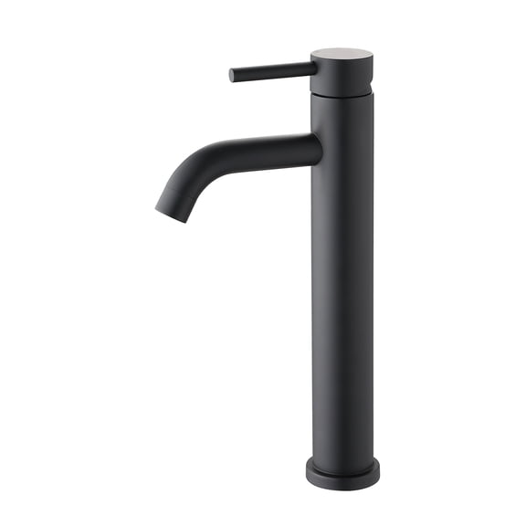 MAYEERTY Modern Single Handle One-Hole Tall Vessel Bathroom Sink Faucet, Stainless Steel, Matte Black