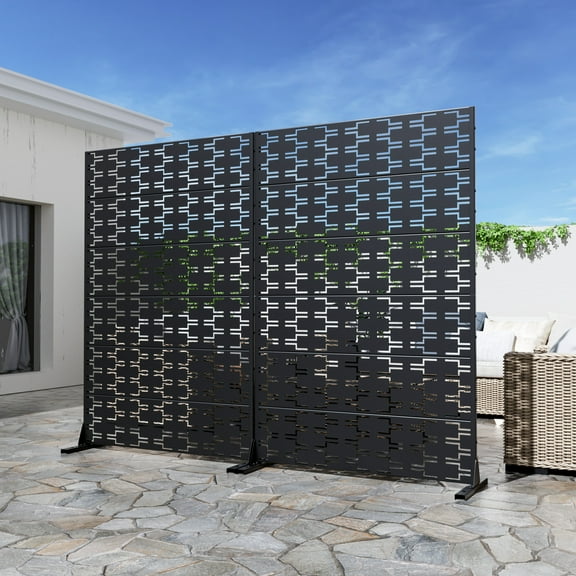 MAYEERTY Modern Steel Panel  Multi-Purpose Galvanized Room Partition,Bricks,Black